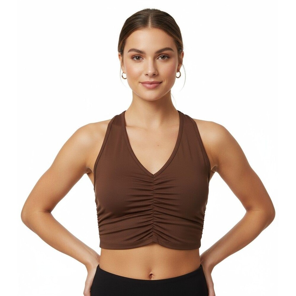 Brown Ruched Crop Tank Top L Urban Style Soft Stretch NWT  Urban Soft girl Y2K